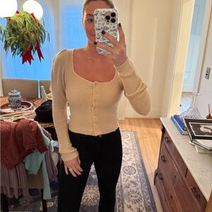 Urban Outfitters Cream Scoop Neck Sweater